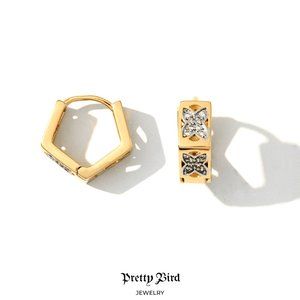 18K Rose Gold Dual Tone Kiss Huggies